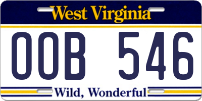 WV license plate OOB546