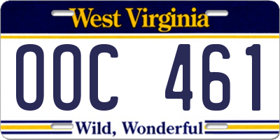 WV license plate OOC461