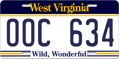 WV license plate OOC634