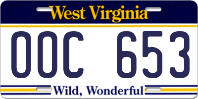 WV license plate OOC653
