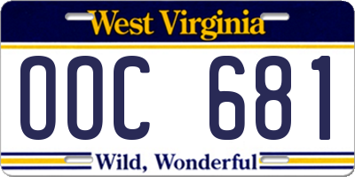 WV license plate OOC681