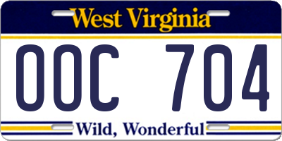 WV license plate OOC704