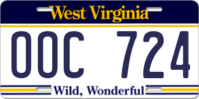WV license plate OOC724