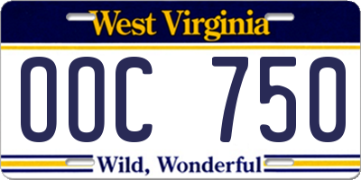 WV license plate OOC750