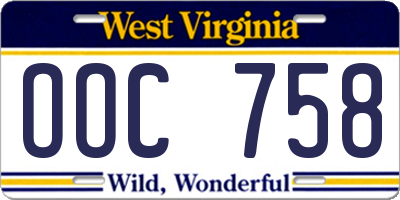 WV license plate OOC758