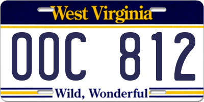 WV license plate OOC812