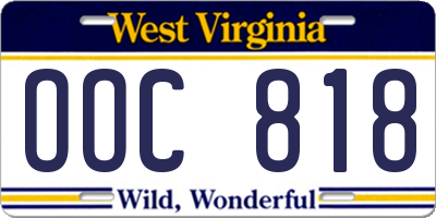 WV license plate OOC818
