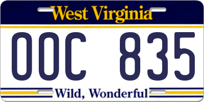 WV license plate OOC835