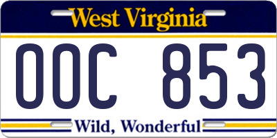 WV license plate OOC853