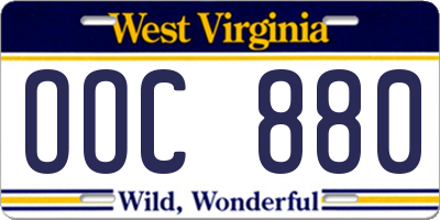 WV license plate OOC880
