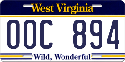 WV license plate OOC894