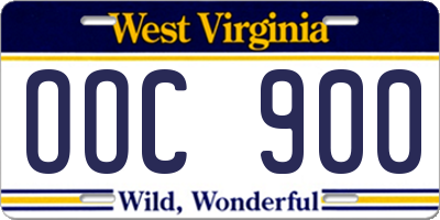 WV license plate OOC900
