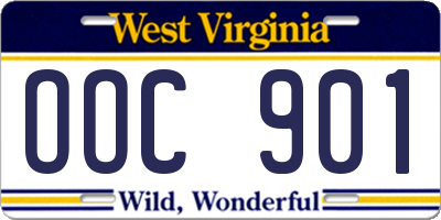 WV license plate OOC901