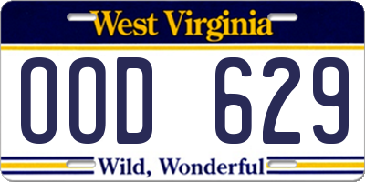 WV license plate OOD629