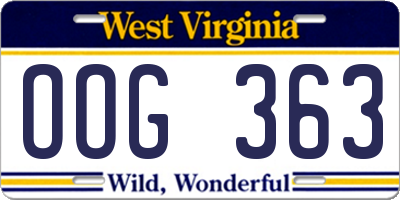 WV license plate OOG363