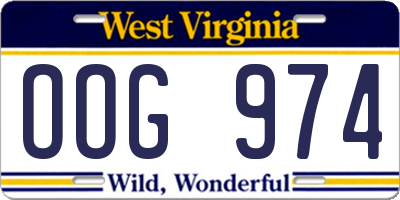 WV license plate OOG974
