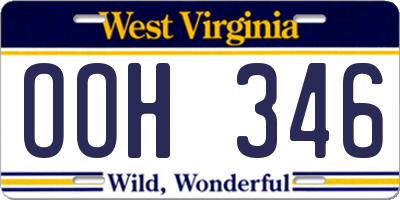 WV license plate OOH346