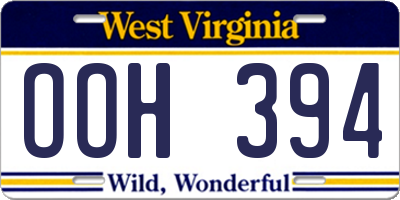 WV license plate OOH394