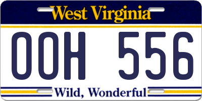WV license plate OOH556