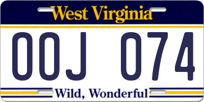 WV license plate OOJ074