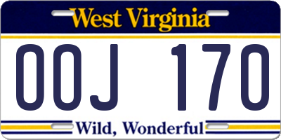 WV license plate OOJ170