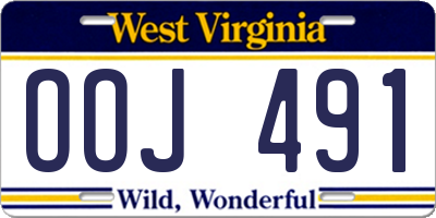 WV license plate OOJ491