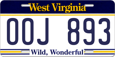 WV license plate OOJ893