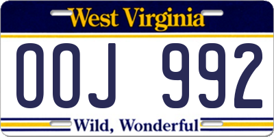 WV license plate OOJ992