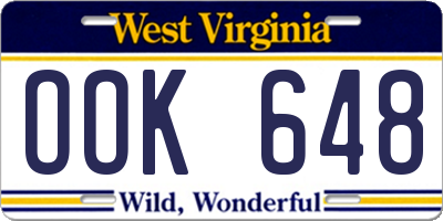 WV license plate OOK648