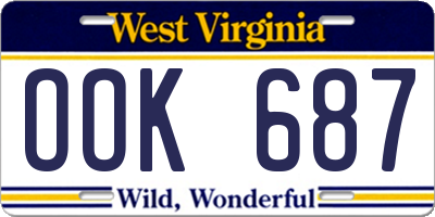 WV license plate OOK687