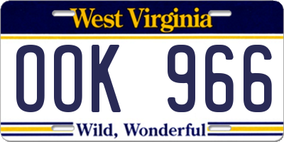 WV license plate OOK966