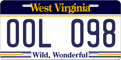 WV license plate OOL098