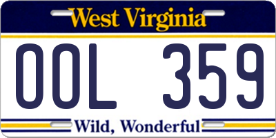 WV license plate OOL359