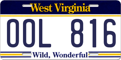 WV license plate OOL816