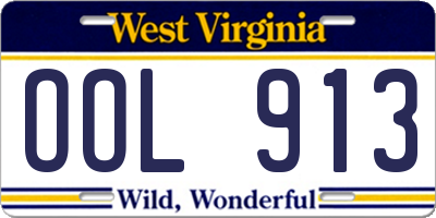 WV license plate OOL913