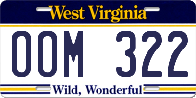 WV license plate OOM322