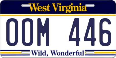 WV license plate OOM446