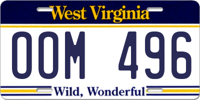 WV license plate OOM496