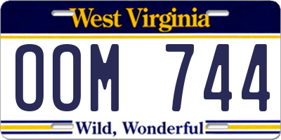 WV license plate OOM744