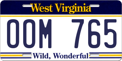 WV license plate OOM765