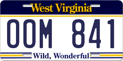 WV license plate OOM841