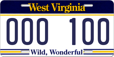 WV license plate OOO100