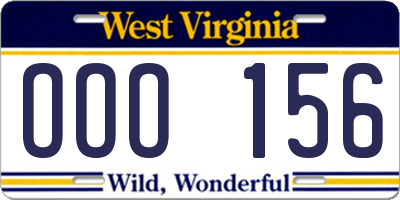 WV license plate OOO156