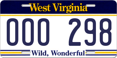 WV license plate OOO298