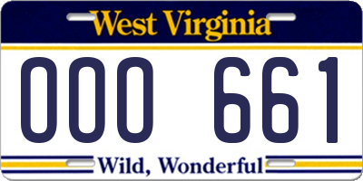 WV license plate OOO661