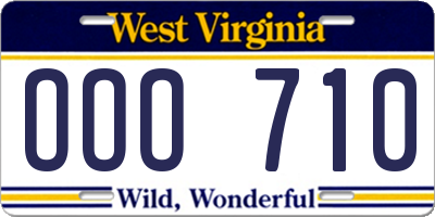 WV license plate OOO710