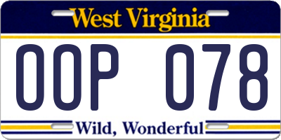 WV license plate OOP078