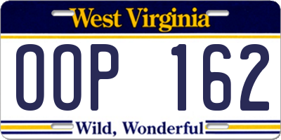 WV license plate OOP162