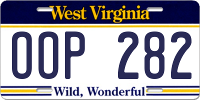WV license plate OOP282