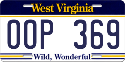 WV license plate OOP369